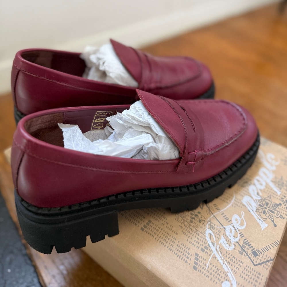 Free People Burgundy Loafers